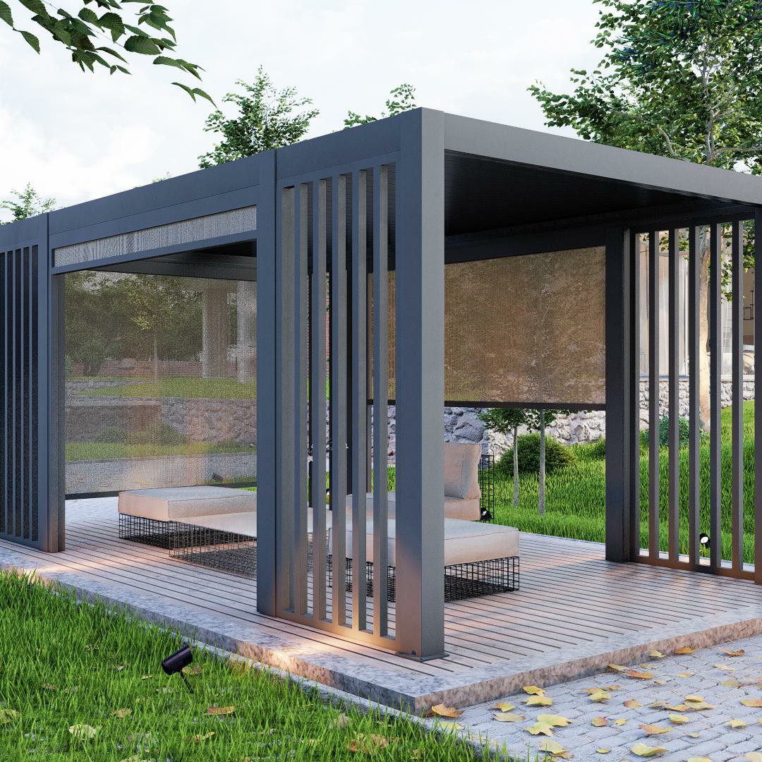 Outdoor Furniture Gazebo - Outdoor Motorized Retractable Aluminum Alloy Adjustable