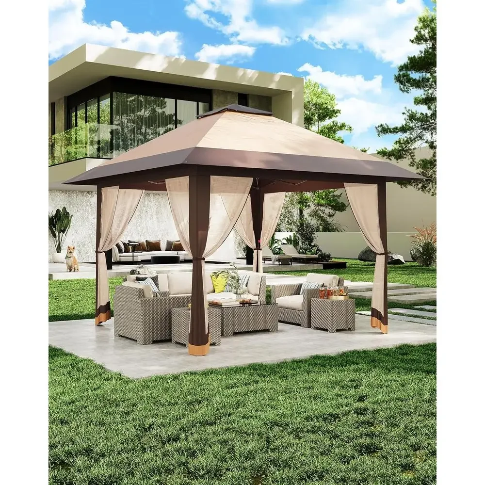 Outdoor Furniture Gazebo - 13x13 Outdoor Gazebo with Mesh Cover,