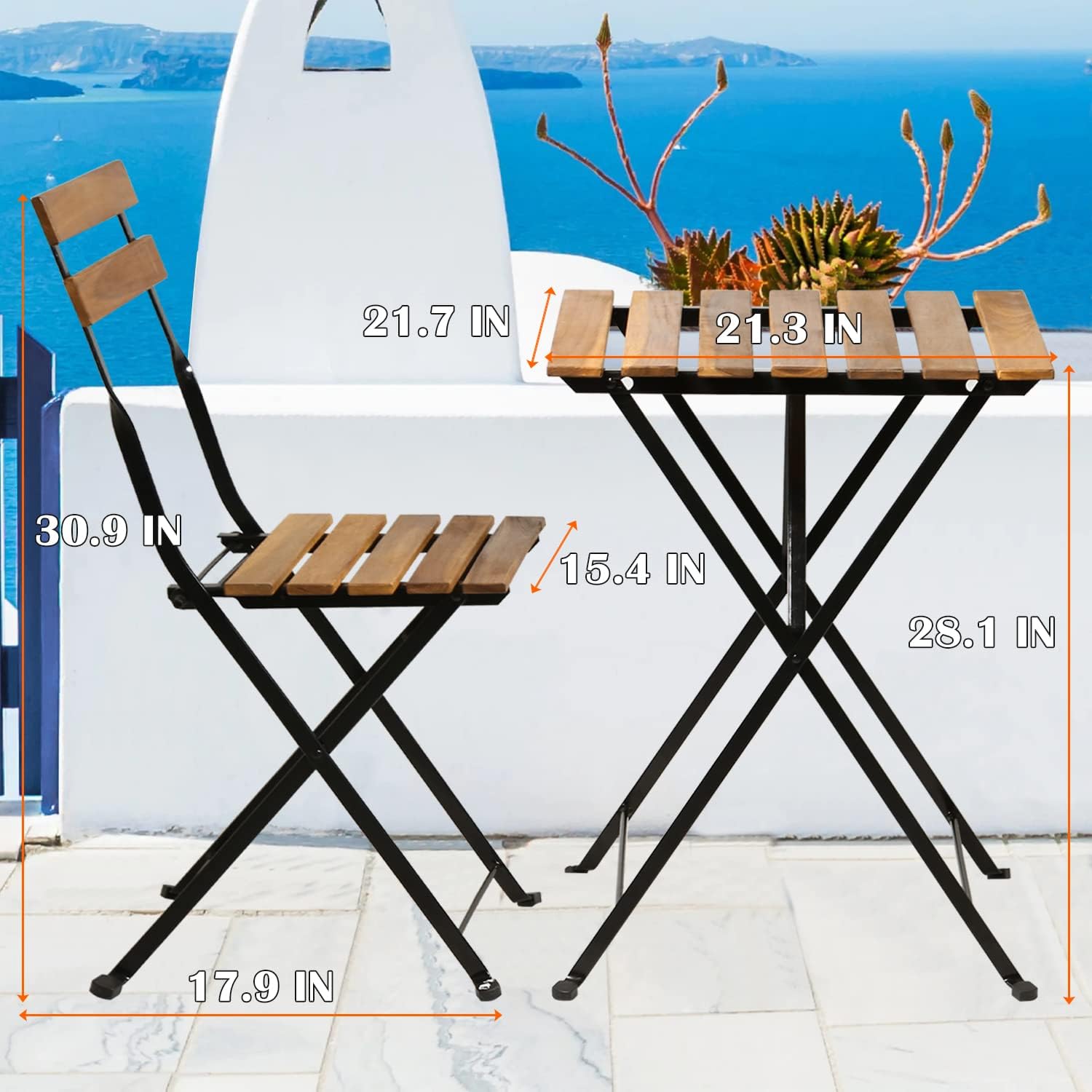 Natural wood 3-piece folding p - Outdoor Furniture Patio review and price