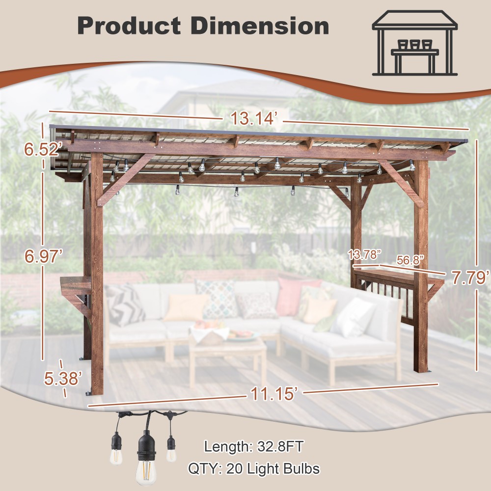 ！@13' X 6.5' Modern Wooden Per - Outdoor Furniture Gazebo review and price